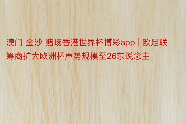 澳门 金沙 赌场香港世界杯博彩app | 欧足联筹商扩大欧洲杯声势规模至26东说念主