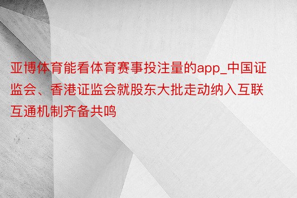 亚博体育能看体育赛事投注量的app_中国证监会、香港证监会就股东大批走动纳入互联互通机制齐备共鸣